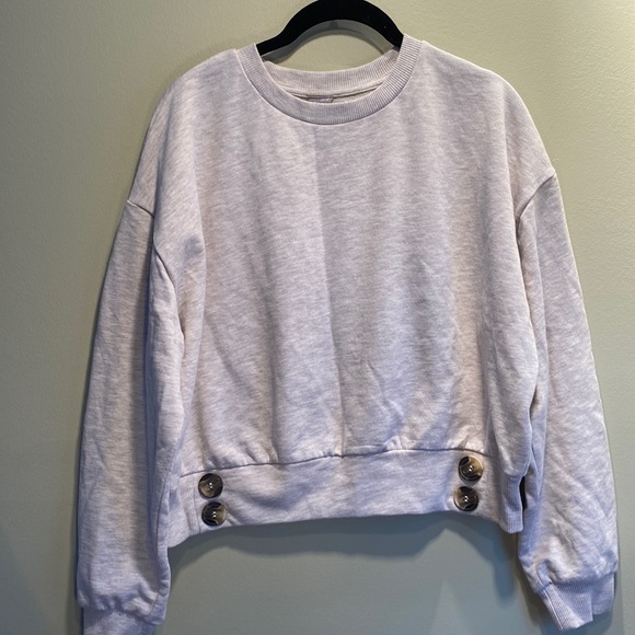 ASOS Size 8 Batwing Sweatshirt with Buttons in Oatmeal Marl - Picture 2 of 7